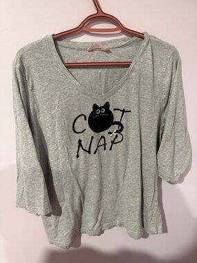 Cute Gray Black Cat Pajama Top PJs